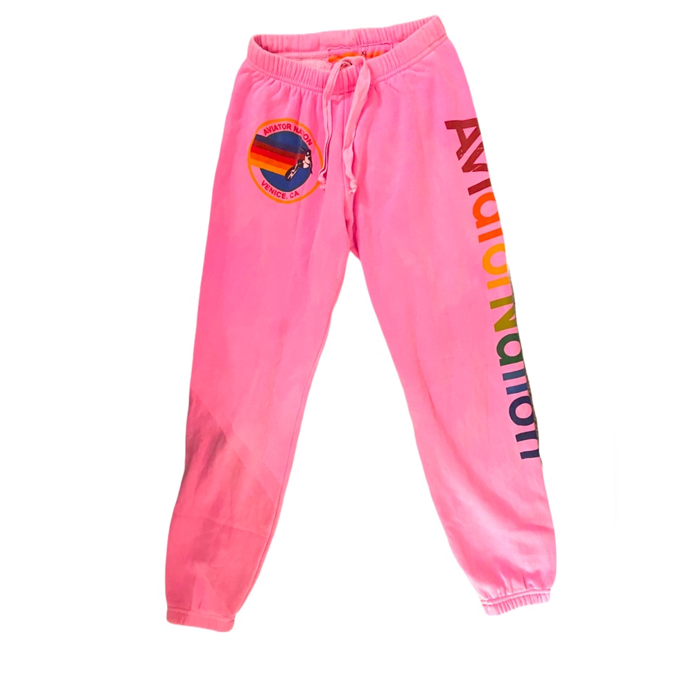 Neon Pink Aviator Nation Sweatpants